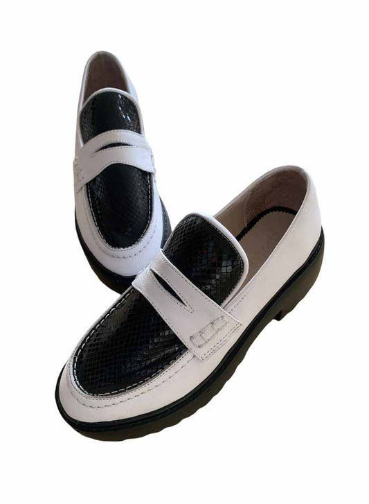 Mocasín Chunky Blanco x Negro